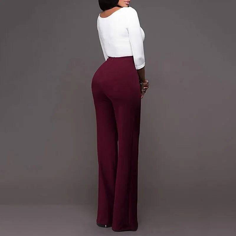 Autumn Winter New Casual Pants European and American Fashion Button Solid Color Trousers Boot-cut