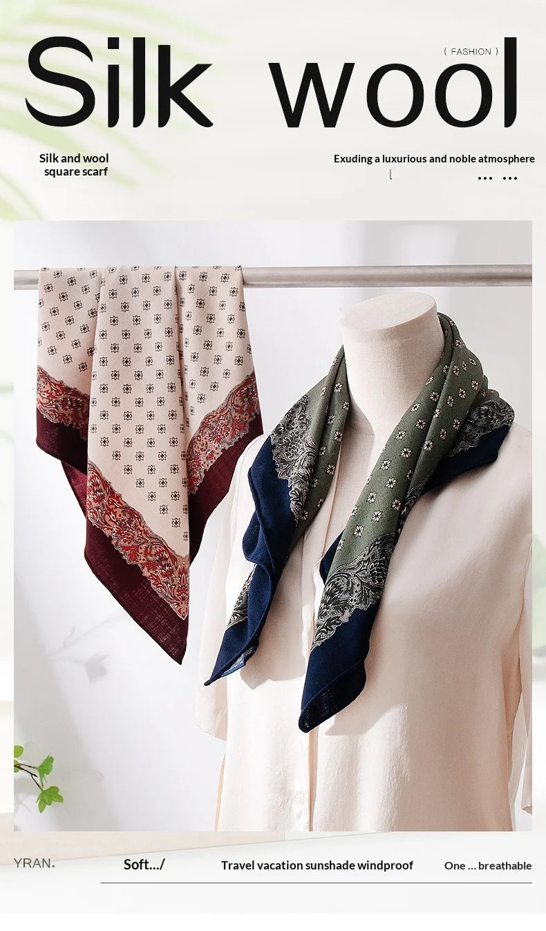 Fall 2025 New Women's Fashion Commuter Versatile Wool Silk Scarf Elegant Temperament Decorative Necker