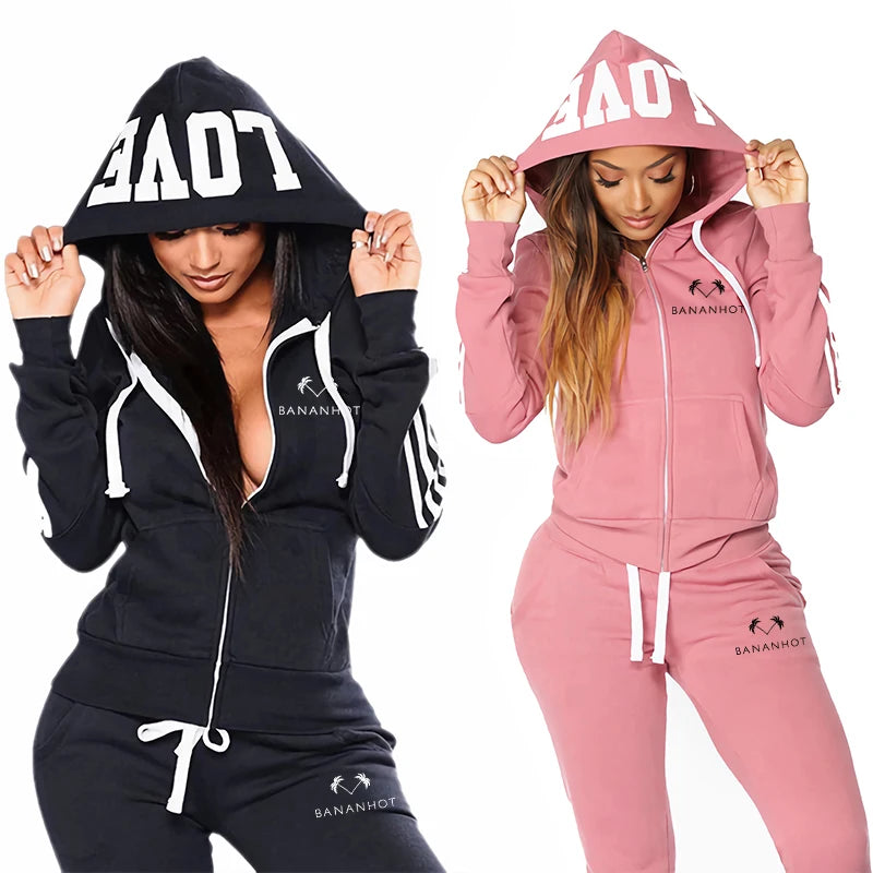 Jogging Casual Autumn Winter Fashion Women's Two-piece Set Suit Sports Comfortable Zipper Daily Outdoors Hoodie Hot Sale Quality