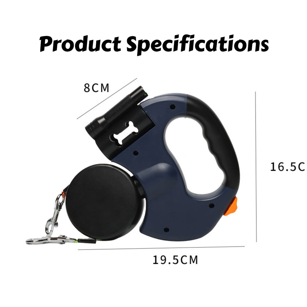 Retractable Dual Dog Leash with LED Light & 360° Swivel