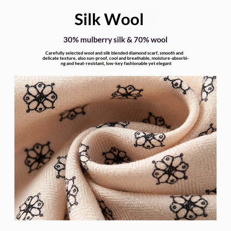 Fall 2025 New Women's Fashion Commuter Versatile Wool Silk Scarf Elegant Temperament Decorative Necker