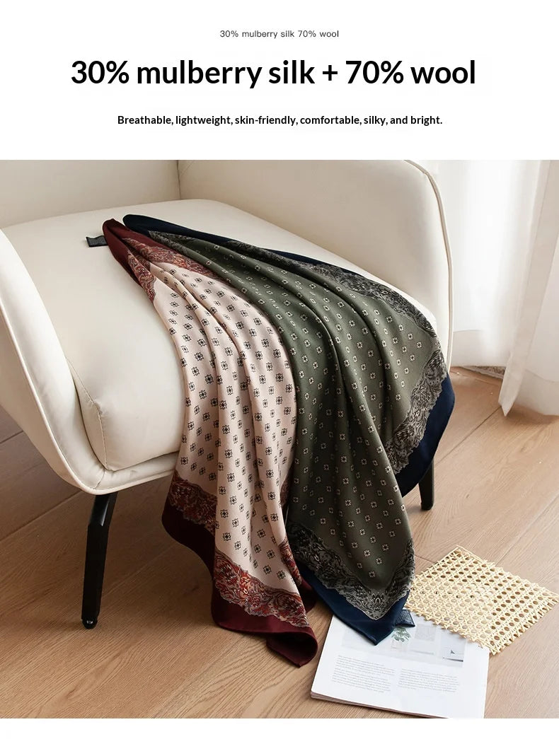 Fall 2025 New Women's Fashion Commuter Versatile Wool Silk Scarf Elegant Temperament Decorative Necker