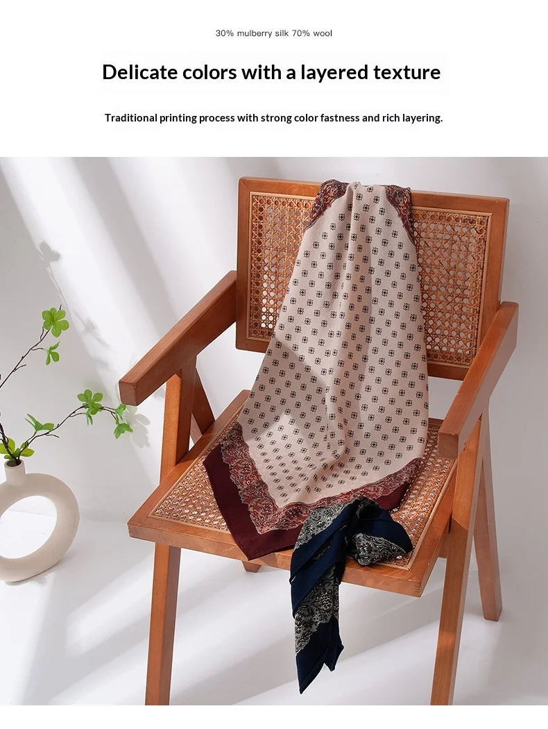 Fall 2025 New Women's Fashion Commuter Versatile Wool Silk Scarf Elegant Temperament Decorative Necker