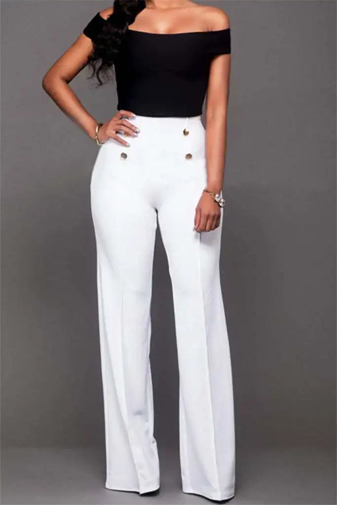 Autumn Winter New Casual Pants European and American Fashion Button Solid Color Trousers Boot-cut