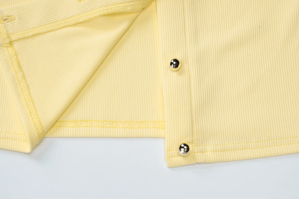 Hugcitar Fashion Long Sleeve Solid Sexy Buttons Slim Cardigan Crop T-Shirt Top Fall Women Clothes Streetwear Party Festival