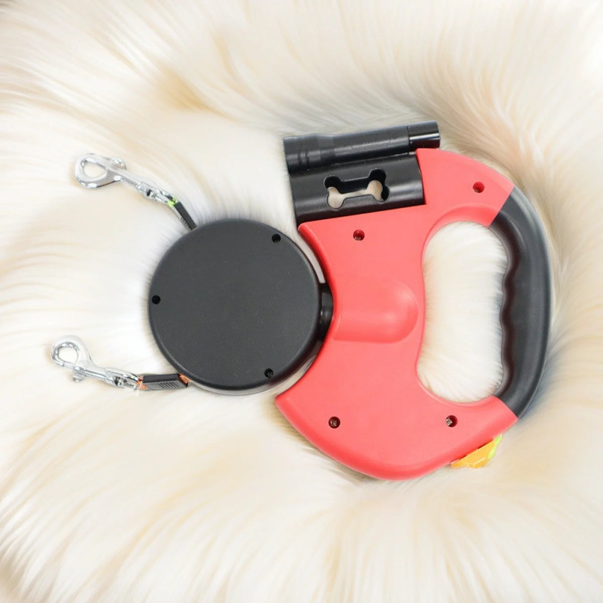 Retractable Dual Dog Leash with LED Light & 360° Swivel