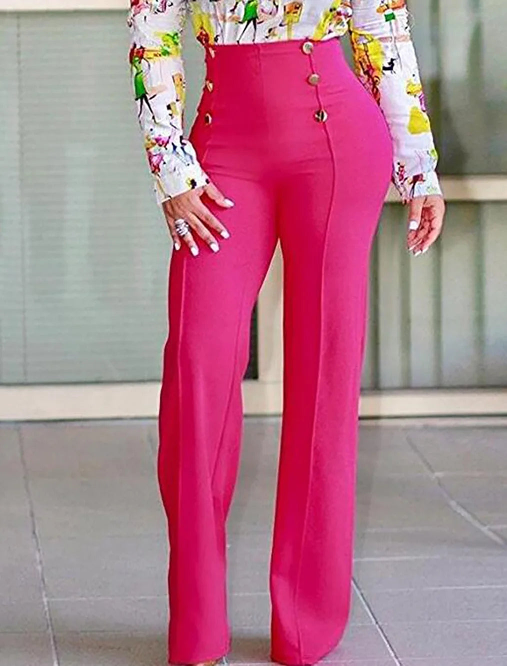 Autumn Winter New Casual Pants European and American Fashion Button Solid Color Trousers Boot-cut
