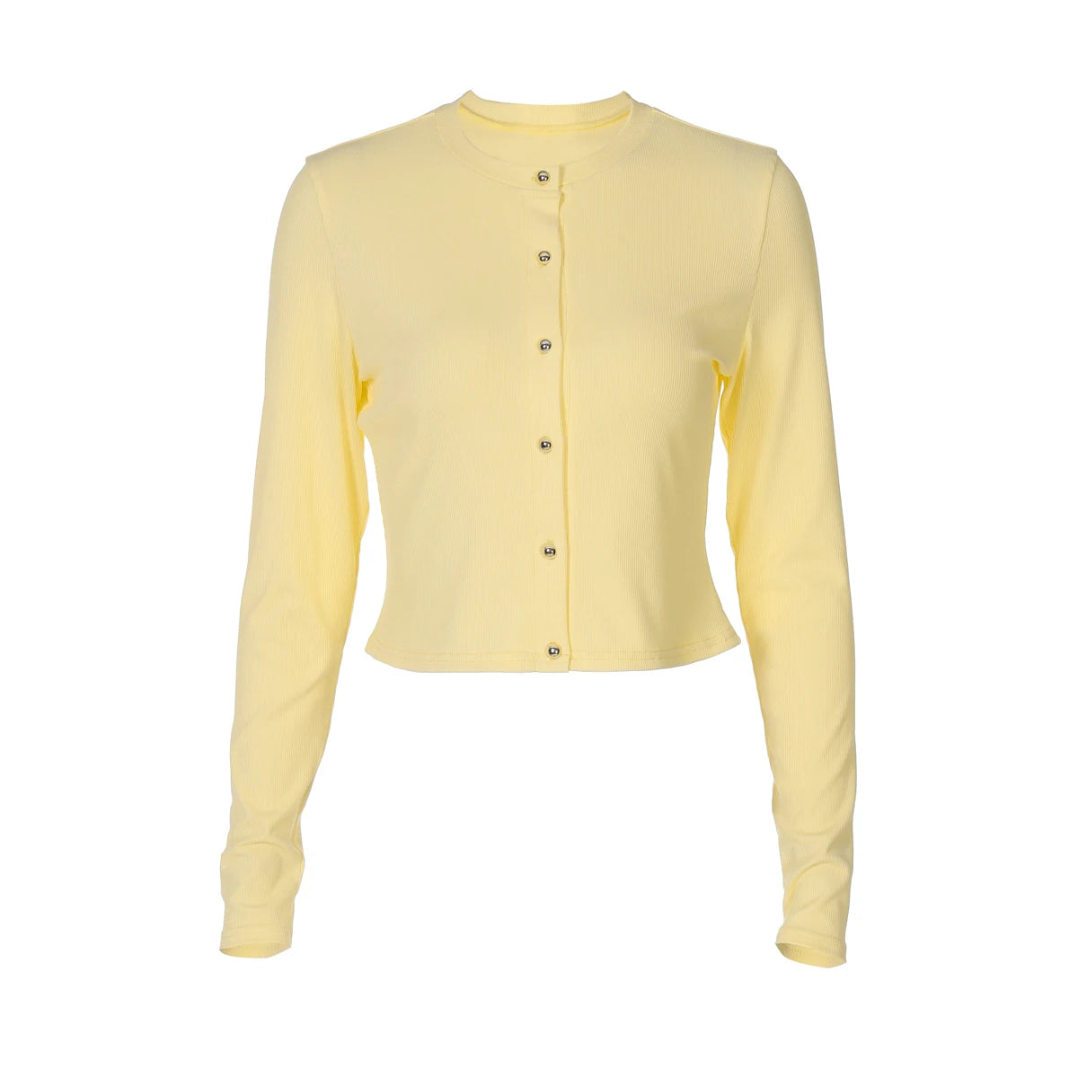 Hugcitar Fashion Long Sleeve Solid Sexy Buttons Slim Cardigan Crop T-Shirt Top Fall Women Clothes Streetwear Party Festival