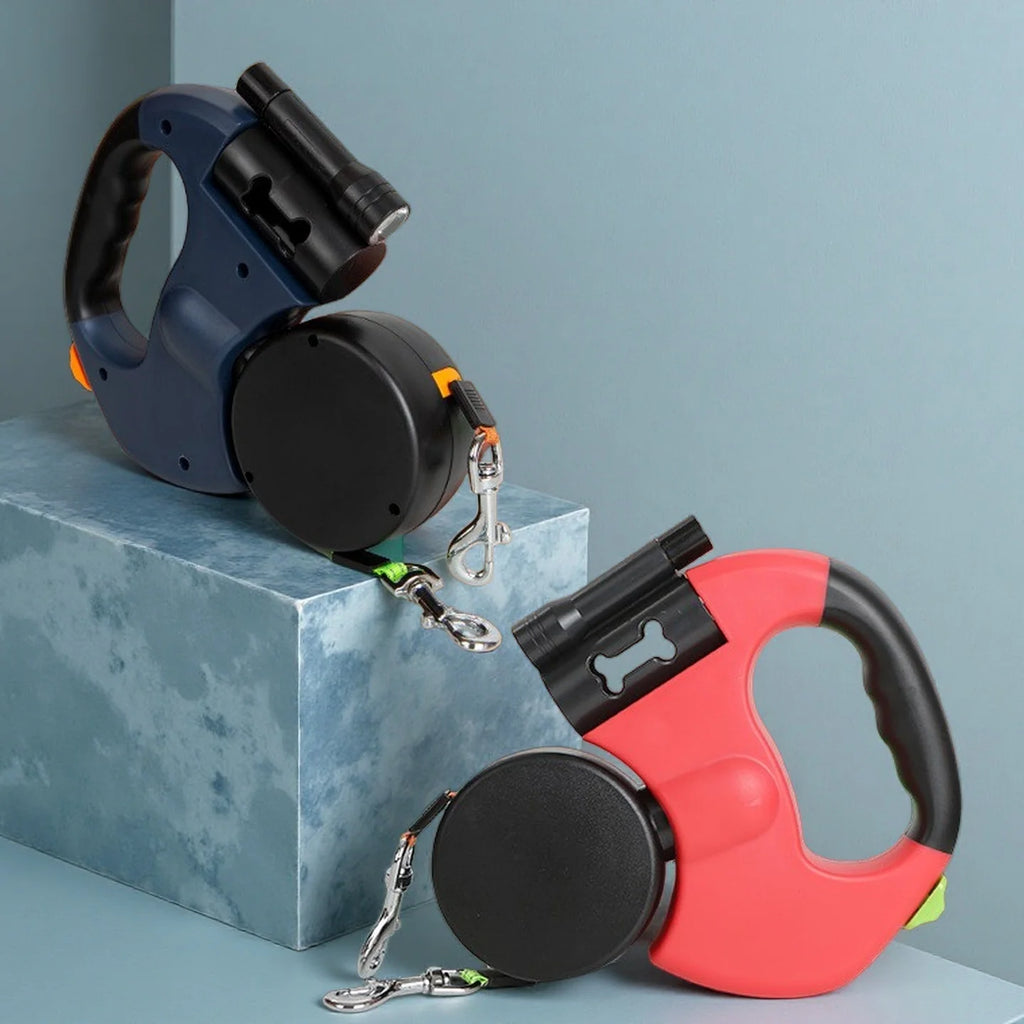 Retractable Dual Dog Leash with LED Light & 360° Swivel