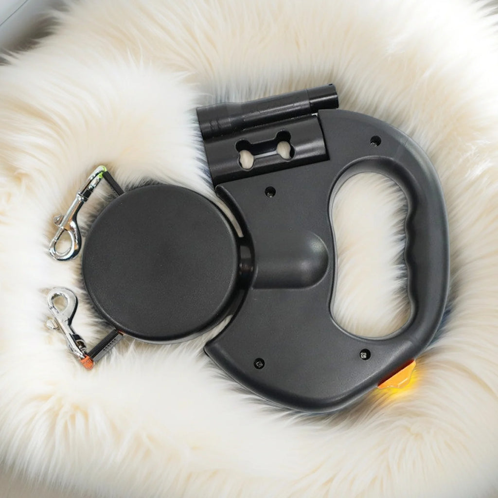 Retractable Dual Dog Leash with LED Light & 360° Swivel