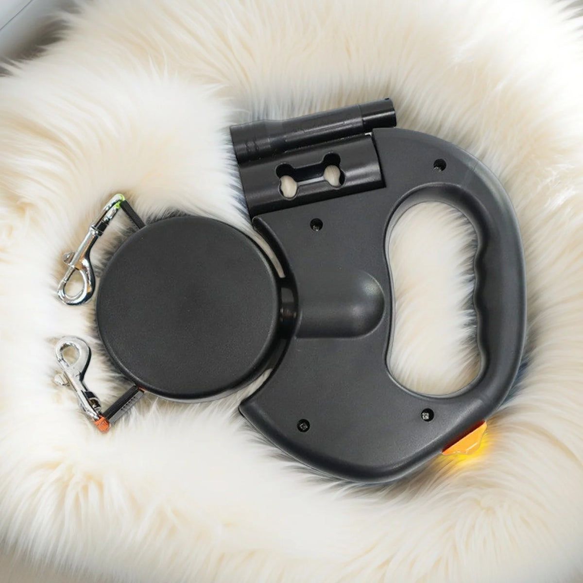 Retractable Dual Dog Leash with LED Light & 360° Swivel